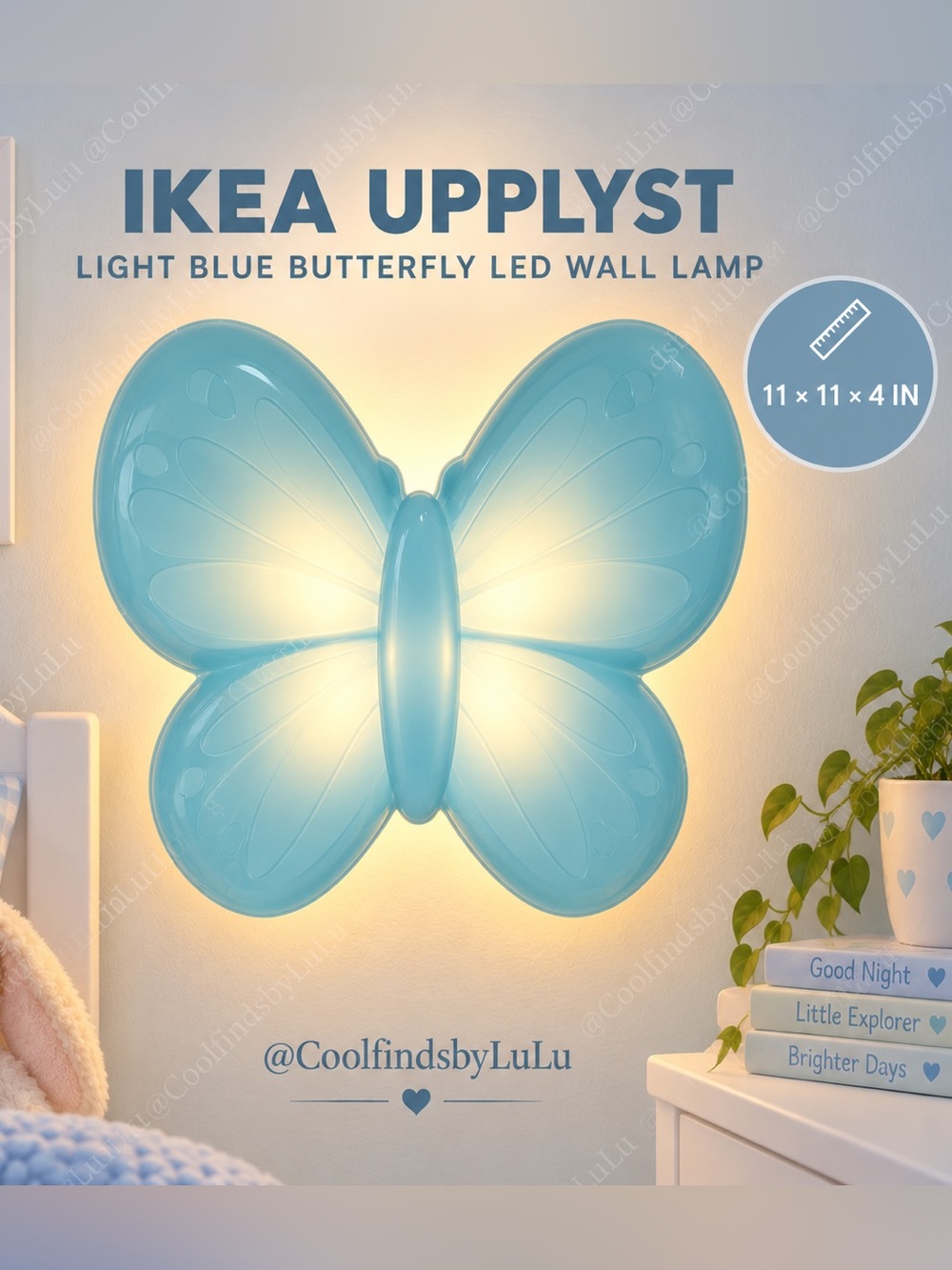 IKEA UPPLYST Light Blue Butterfly LED Wall Lamp